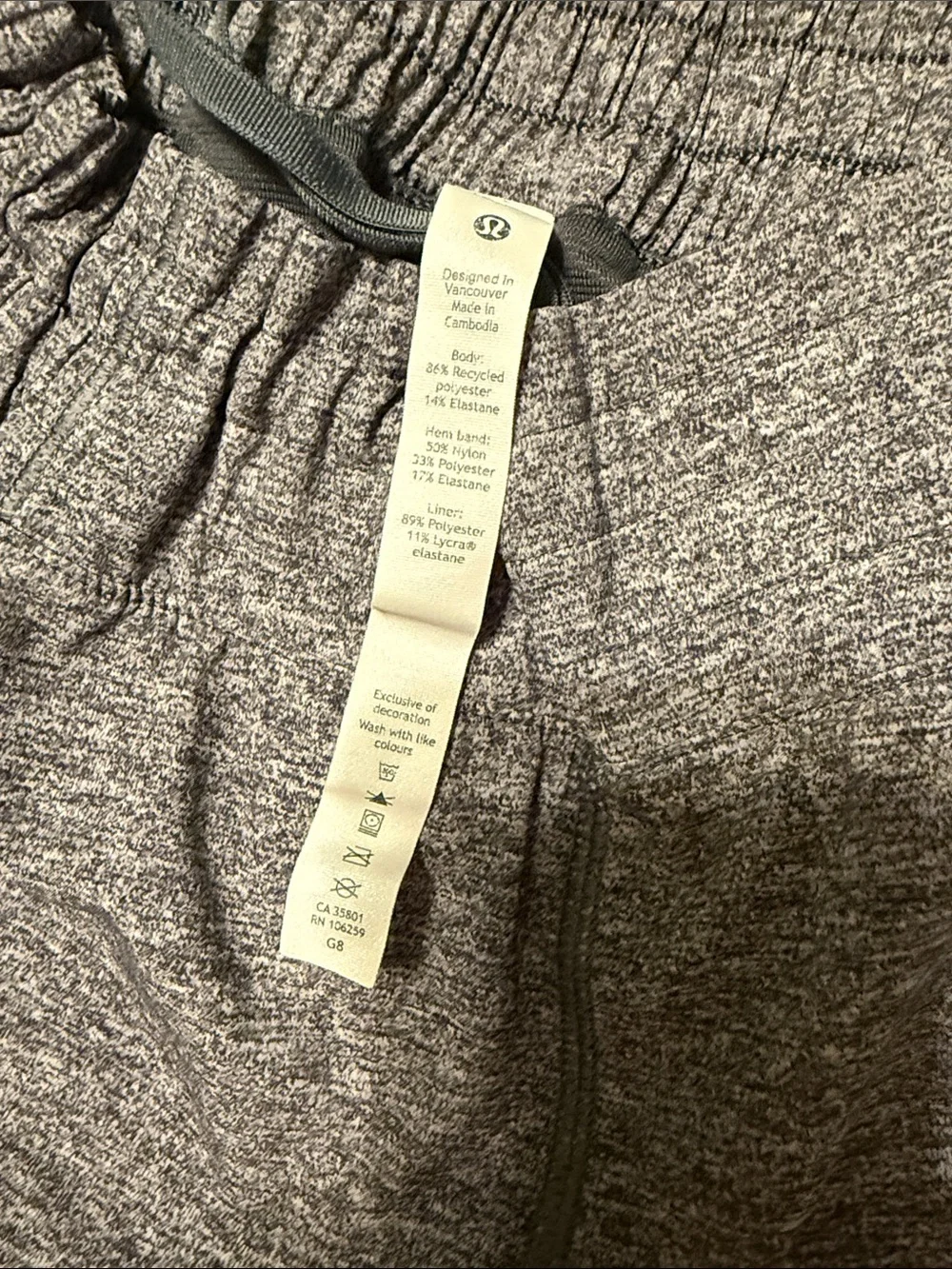 lululemon athletica Heather Gray Athletic Shorts with Dark Gray Panels